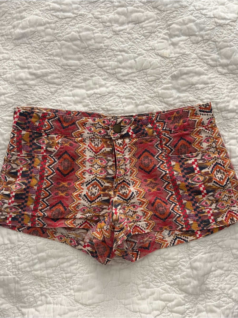Forever 21 Red Multi Aztec Print Jean Shorts